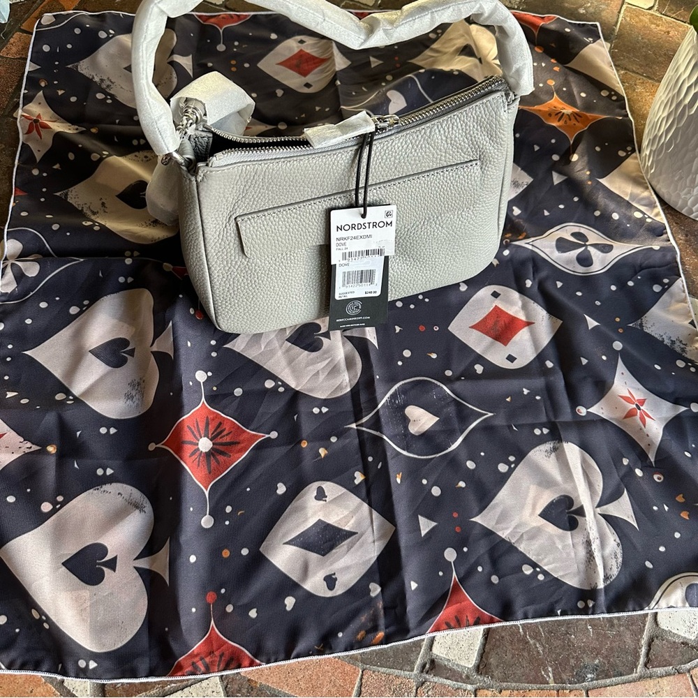 Rebecca Minkoff Megan Dove Leather Shoulder Bag NWT with Spade Twilly Scarf - Picture 8 of 8